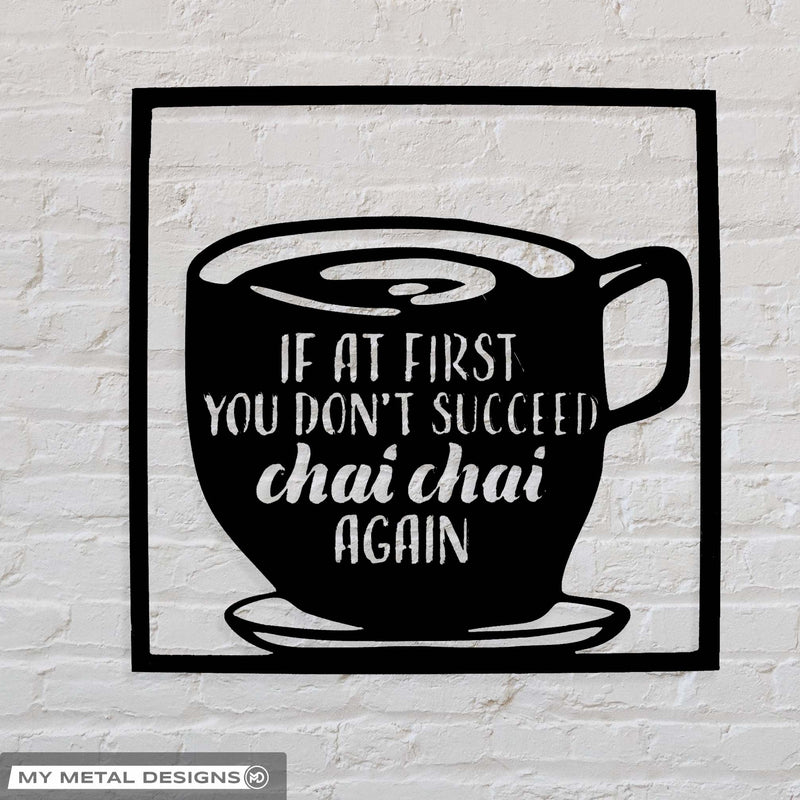 Framed Chai Chai Again | Tea Cup Metal Art