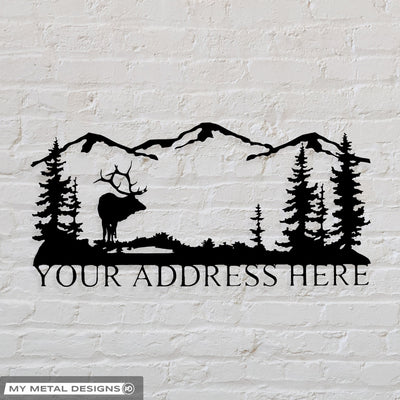 Elk in the Wild - Metal Address Sign