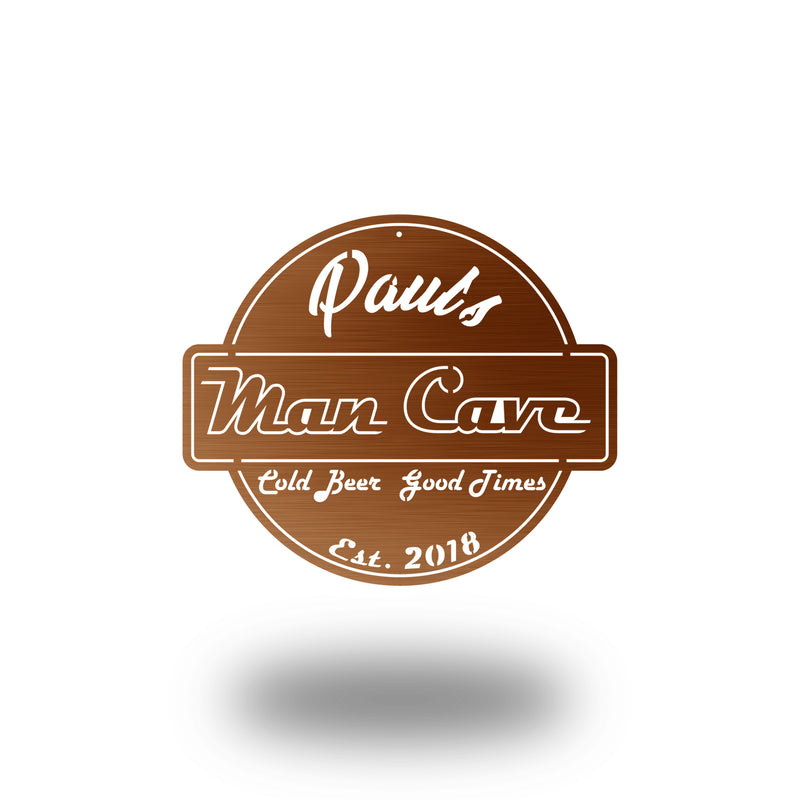 Personalized Circular Man Cave Sign | Retro Round Man Cave Decor | Round Bar / Man Cave Sign
