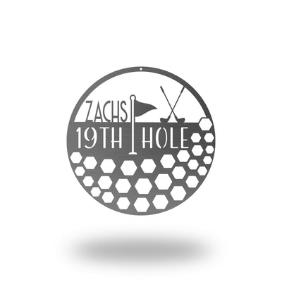 19th Hole Golf Sign - Personalized Metal Art