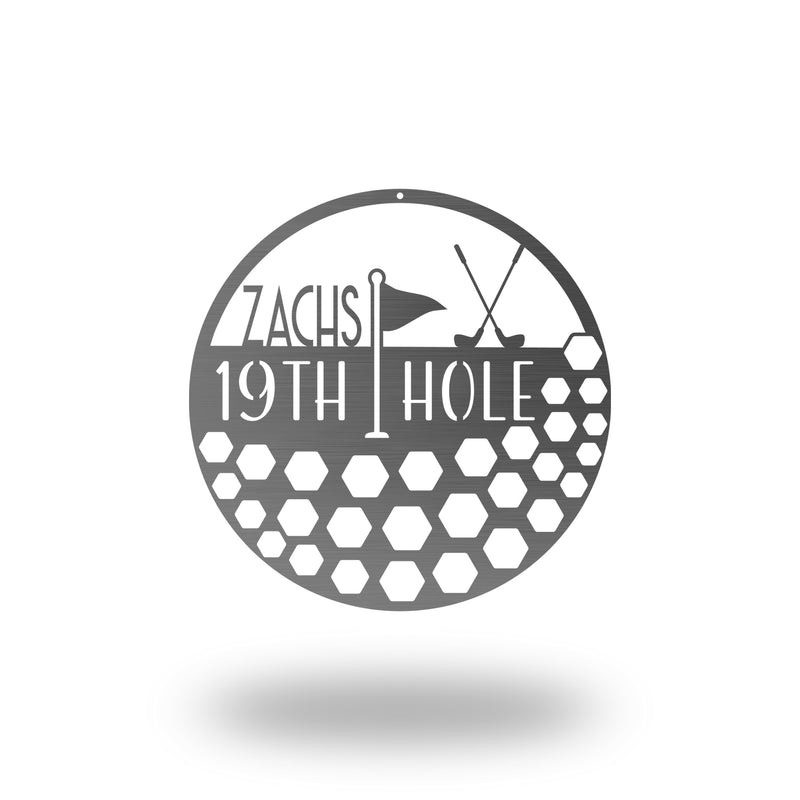 19th Hole Golf Sign - Personalized Metal Art