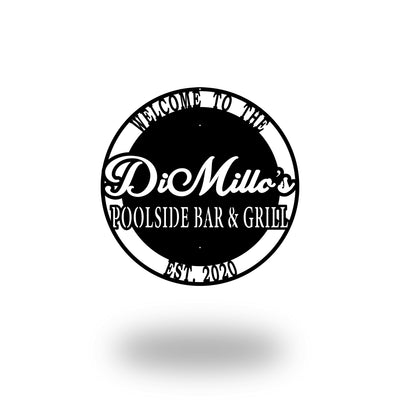 Personalized Poolside Bar & Grill Metal Sign