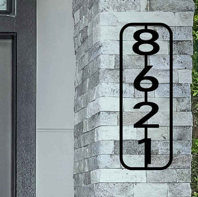 Modern Floating Address Sign | Vertical Address Floating Sign