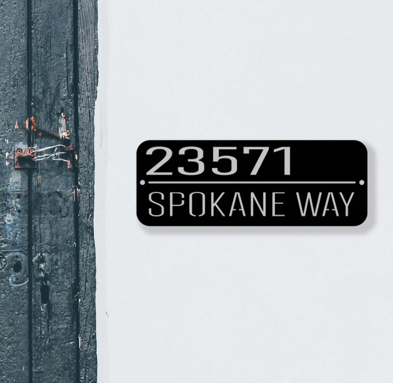 Horizontal Address Sign | Metal House Number Sign | Metal Address Numbers w/ Name - My Metal Designs