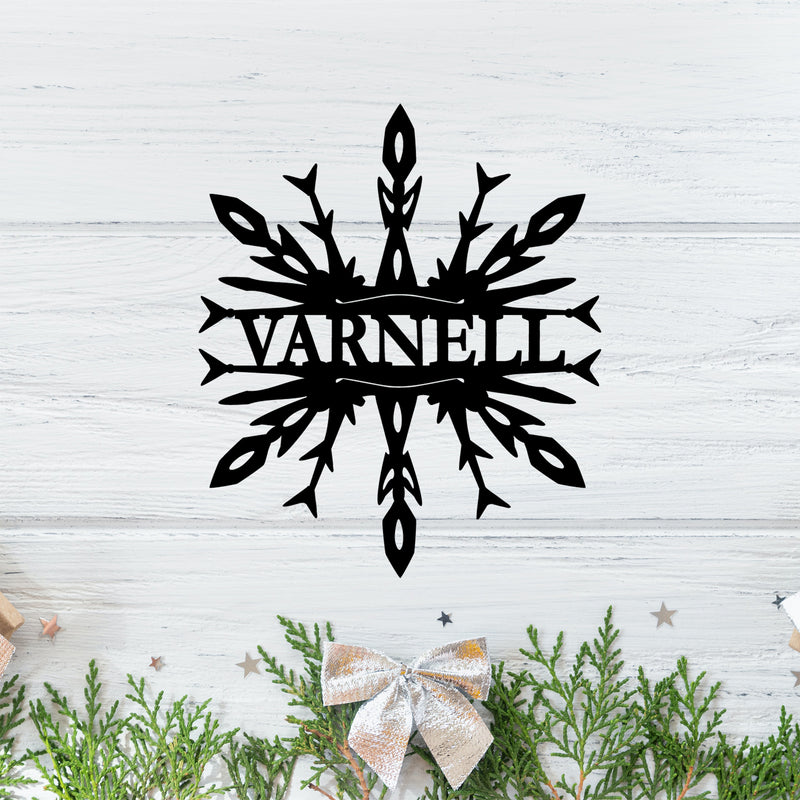Personalized Fancy Snowflake - Family Metal Sign